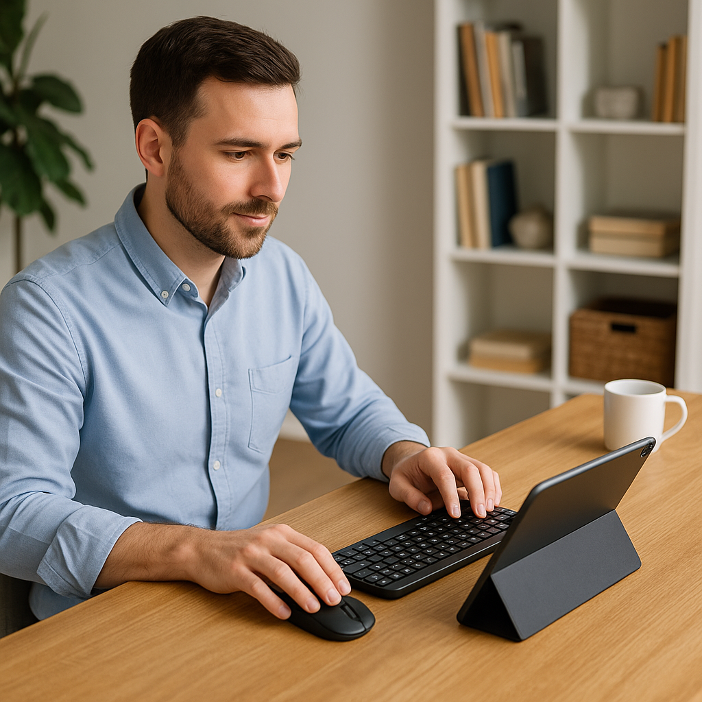 Teclado y ratón inalámbrico.