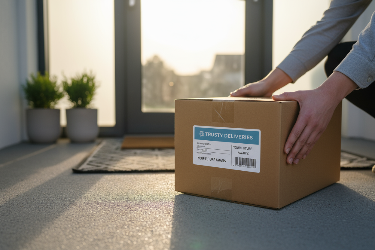 Imagen para el apartado de quienes somos, que se vea un paquete llegando 